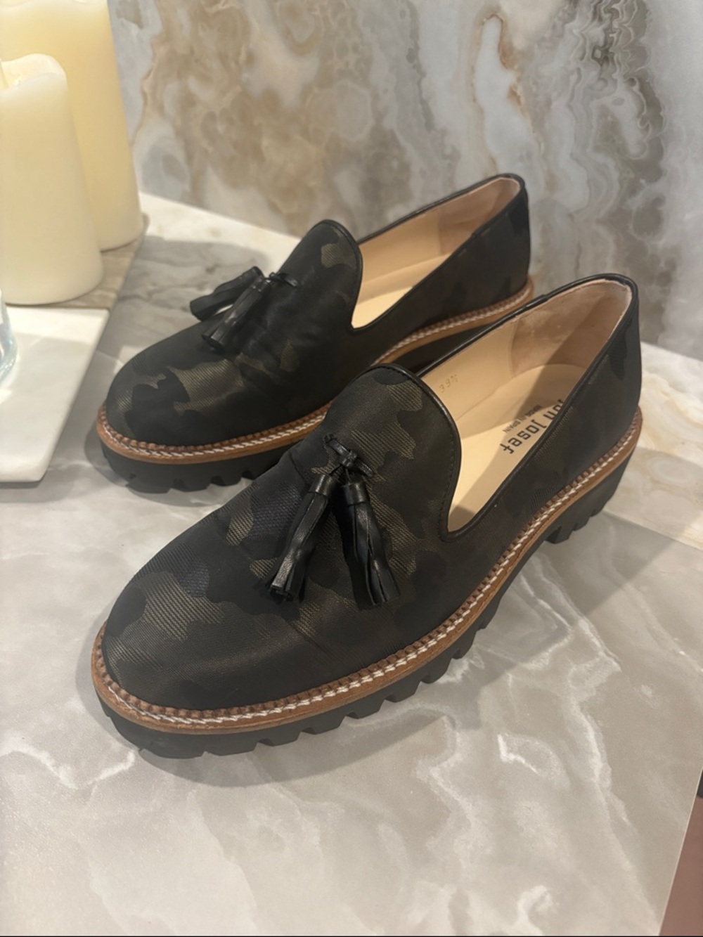 Tassel Loafers in Black Camouflage by TODSRE